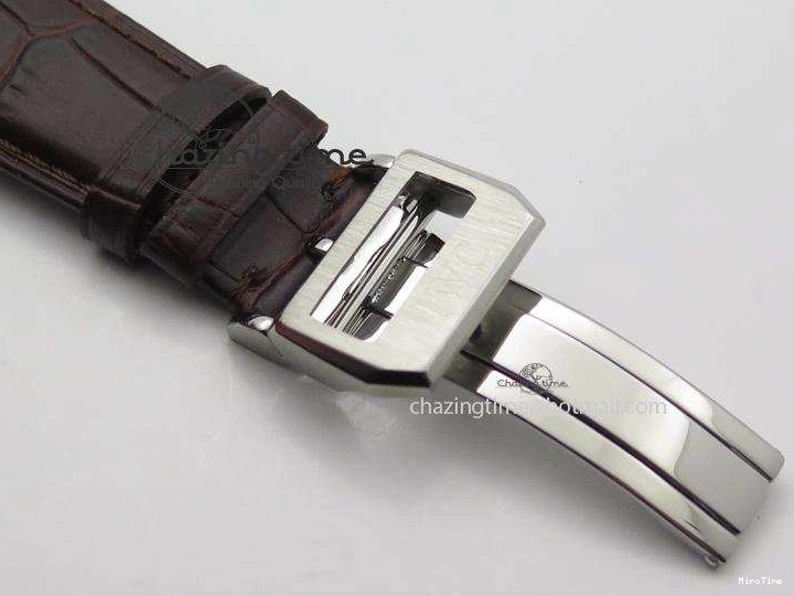 MIROTIME 0213 Chic Portuguese Tourbillon Power Reserve Moonphase SS White Dial Gold Numbers On Black Leather Strap 7319